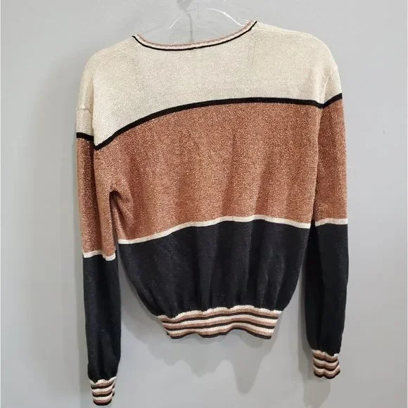 NWT Free People gold sparkle low neck top